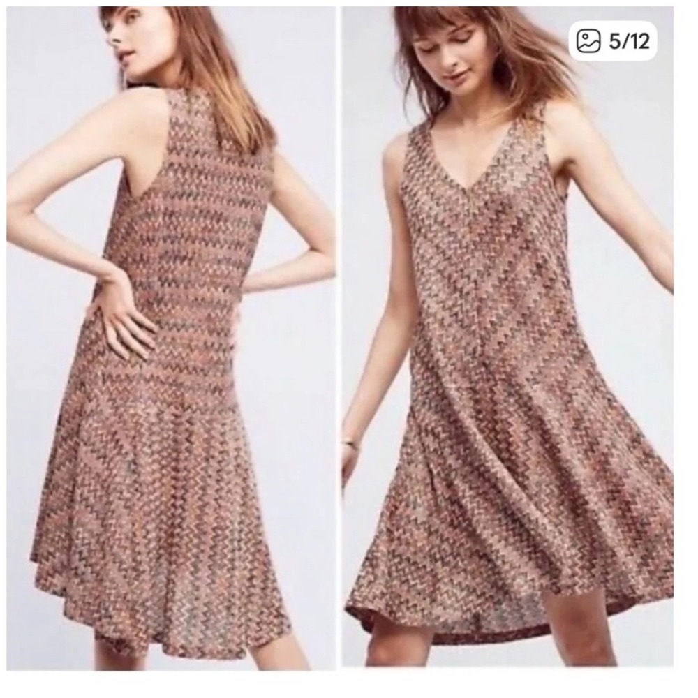 Maeve Anthropologie Westwater Chevron Knit Midi‎ Dress XS Sleeveless Flare